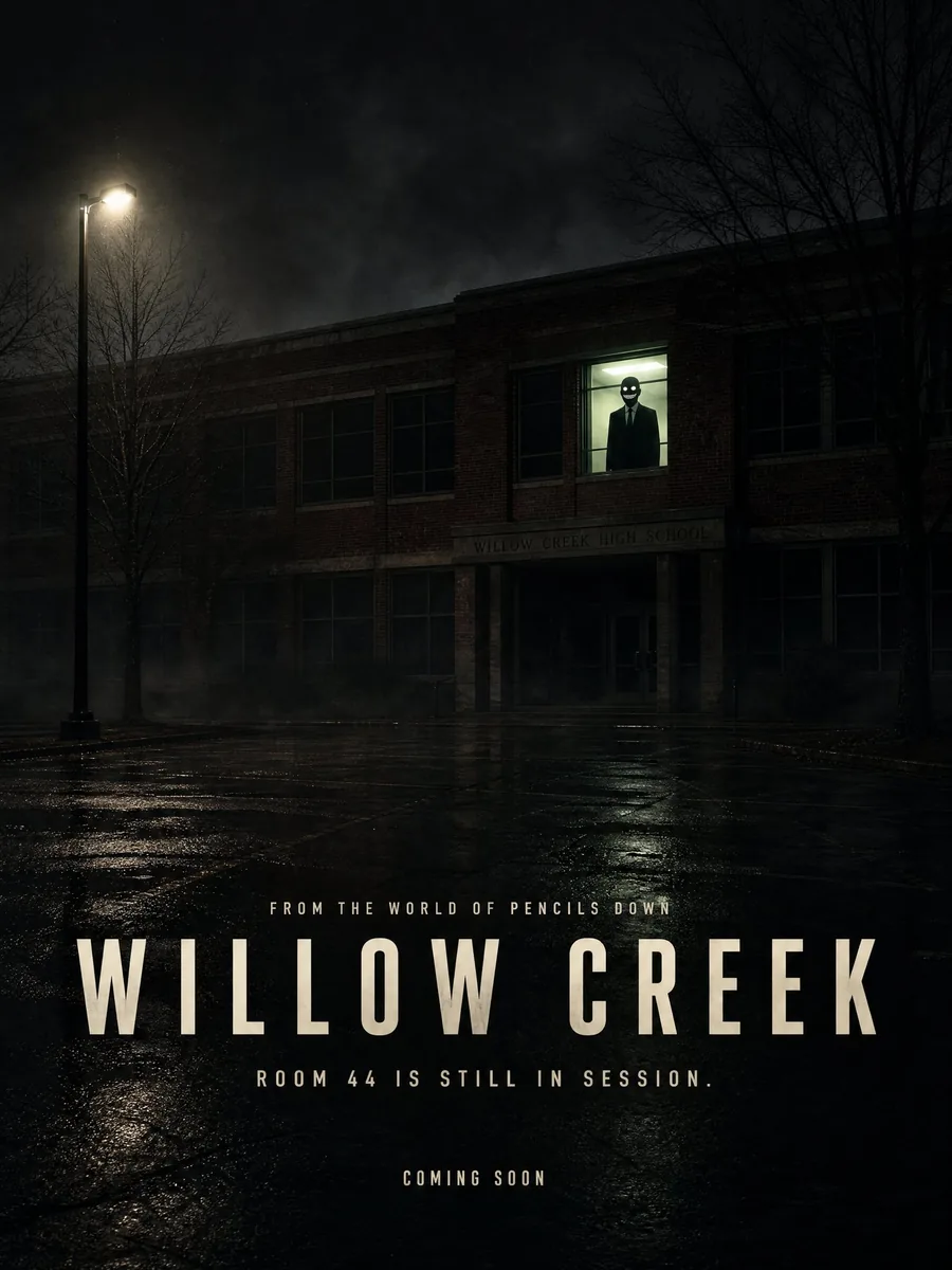 Poster mockup: Willow Creek, Room 44 is still in session