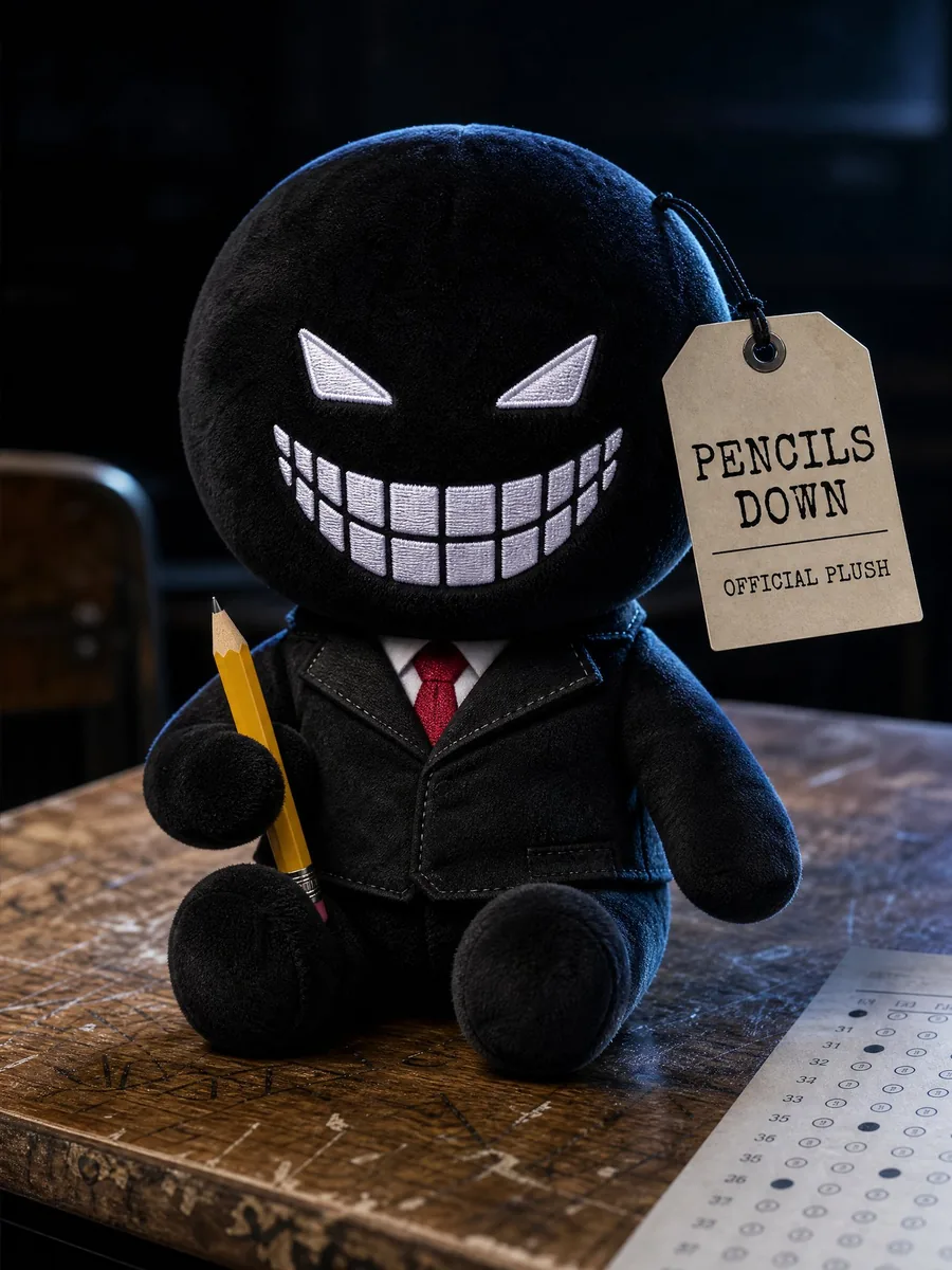 Proctor plush mockup with an official plush tag